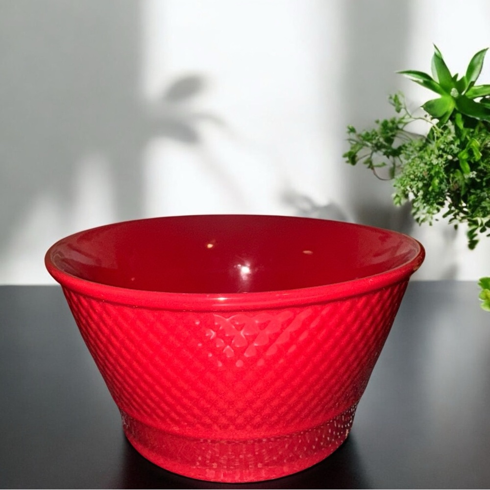 DesignPac Bowl Red Candy Serving | Multi UseTextured Pattern Plate Bowl